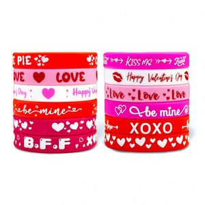 Bracelet en silicone pour la Saint-Valentin, bracelet en caoutchouc, décoration de fête, cadeau pour hommes et femmes, logo et informations personnalisés - Product Image 5