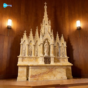 Grand Autel Religieux d'Église Intérieur <span class=keywords><strong>en</strong></span> Pierre Naturelle Sculptée à la Main, <span class=keywords><strong>Table</strong></span> d'Altar Catholique <span class=keywords><strong>en</strong></span> Marbre pour la Prière - Product Image 3