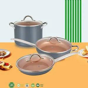 Koper Keramische Nonstick Fry Pan Koken Pot Keuken Ware Kookgerei Sets Keukengerei Metalen Oppervlak Aluminium