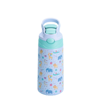 Bouteille d'eau isotherme en acier inoxydable à double paroi de 370 ml de qualité alimentaire avec paille, mignonne, pour enfants à l'école