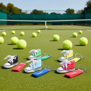 พวงกุญแจรองเท้าเทนนิสพร้อมลูกเทนนิสขนาด 4 ซม. ของเล่นตุ๊กตาสำหรับเด็กและผู้ใหญ่ - Product Image 3