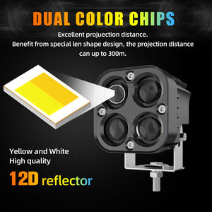 Proyector de luz Led antiniebla para trabajo, barra de luz Led cuadrada superbrillante de 3 pulgadas y 40w, doble Color, blanco y ámbar, para coche y <span class=keywords><strong>Moto</strong></span> - Product Image 2