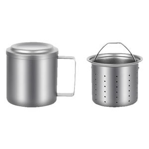 Tazza Termica in Titanio Puro a Doppio Strato con Coperchio Filtrante Antiscottatura, Resistente alle Cadute, per Studenti, Caffè e Tè - Product Image 5