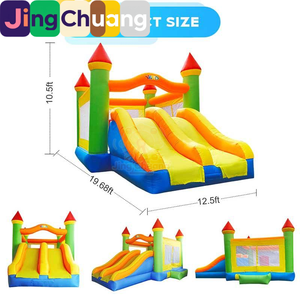<span class=keywords><strong>Castillo</strong></span> Inflable Infantil con Tobogán, Trampolín Grande para Interiores y Exteriores, Juguete de PVC Reforzado con Doble Tobogán - Product Image 2