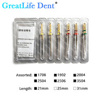 Greatlife SOCO PRO Fils endodontiques électriques flexibles 6 pièces/boîte, rotatifs activés par la chaleur en nickel-titane doré pour le traitement des canaux radiculaires dentaires
