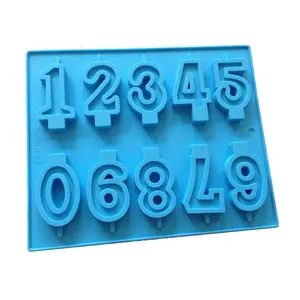 DIY型Birthday Cake 10 Numbers 3D Silicone Candle Topper Cake DecoratingツールChocolate Mould Candle Making Mold