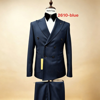 Jas Pria Ukuran Besar untuk Pernikahan Formal 2 Potong Model Double Breasted Bahan Bernapas Tuxedo Pengantin Pria untuk Pesta Malam dan Bisnis