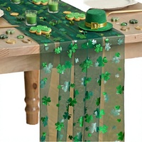 Artoid Mode Chemin de table en gaze transparente vert polyester 10FT, motif trèfles, pour la Saint-Patrick, les fêtes, les baby showers et les réceptions à domicile