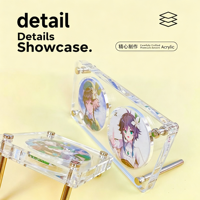 Support de Présentation pour Figurines Anime 75mm avec Autocollant Badge Anime Étoile, Boîte de Rangement en Acrylique à Grille, Étagère de Rangement