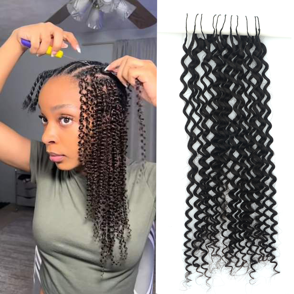 100% Cambodian Remy Human Hair Feather Tip Crochet Braids Afro Kinky Curly Lightweight Feathering Extensions for Women