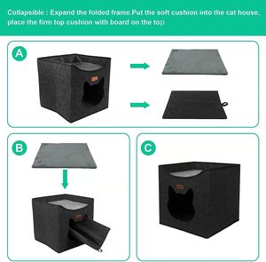 Nhà Máy Trực Tiếp Bán Thân Thiện Với Môi Pet Mèo Nhà Có Thể Tháo Rời Mèo <span class=keywords><strong>Cave</strong></span> Giường Tự Nhiên Cảm Thấy Tổ Có Thể Gập Lại 66L - Product Image 3