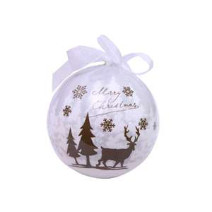 Autocollant de boule de Noël en mousse de 7,5 cm avec motif de cerf et flocons de neige blancs pour décoration d'arbre - Product Image 5