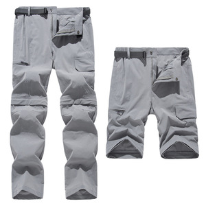 Quick Drying Pants Men Women Detachable Summer Hiking Pants Light Gray Unisex Outdoor Sports Leisure Four Way <b>Stretch</b> - Product Image 1