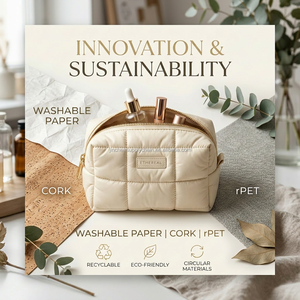 Bolsa de <span class=keywords><strong>Maquillaje</strong></span> de Viaje Plegable, Ligera y Moderna, con Cierre de Cordón Metálico Acanalado, Personalizable con Logotipo, OEM, ODM, Marca Privada, Regalo para Damas de Honor - Product Image 5