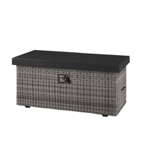 Table de foyer portable en rotin alimentée au propane avec couvercle coulissant, puissance de chauffage de 50000-74999 BTU pour usage extérieur