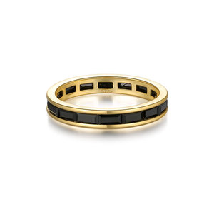 Anillo de compromiso, boda y fiesta para mujer CANNER, vintage, de una sola fila, con circonita cuadrada, chapado en oro, plata de ley - Product Image 6