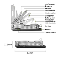 Nouveau couteau multifonctionnel portable EDC pour l'extérieur avec ciseaux, sifflet, lime à ongles, fonctions d'urgence