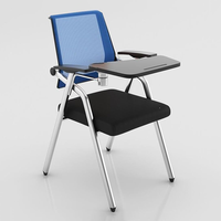 Chaise de formation en tissu au design moderne pour étudiants, utilisation en classe, pliable avec mouvement oscillant, tablette d'écriture et accoudoir fixe