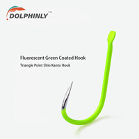 Hameçons de pêche Kanto en alliage de titane haute résistance, pointe triangulaire verte fluorescente pour la pêche à la carpe et au poisson-chat en rivière