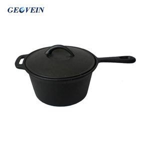 Marmite et casserole de camping en <span class=keywords><strong>fonte</strong></span> pré-assaisonnée Geovein avec poignée et couvercle en fer - Product Image 2