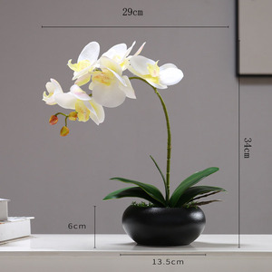 Maceta con Flores Artificiales de Phalaenopsis de <span class=keywords><strong>Goma</strong></span> Suave de Alta Calidad al por Mayor para Decoración del Hogar - Product Image 1