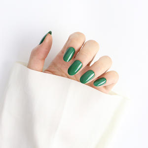 AIERFEI 24PCs Verde Color sólido Prensa <span class=keywords><strong>Uñas</strong></span> en las <span class=keywords><strong>uñas</strong></span> postizas Efecto de esmalte de gel ovalado corto Suministros tecnológicos para <span class=keywords><strong>uñas</strong></span> postizas - Product Image 2