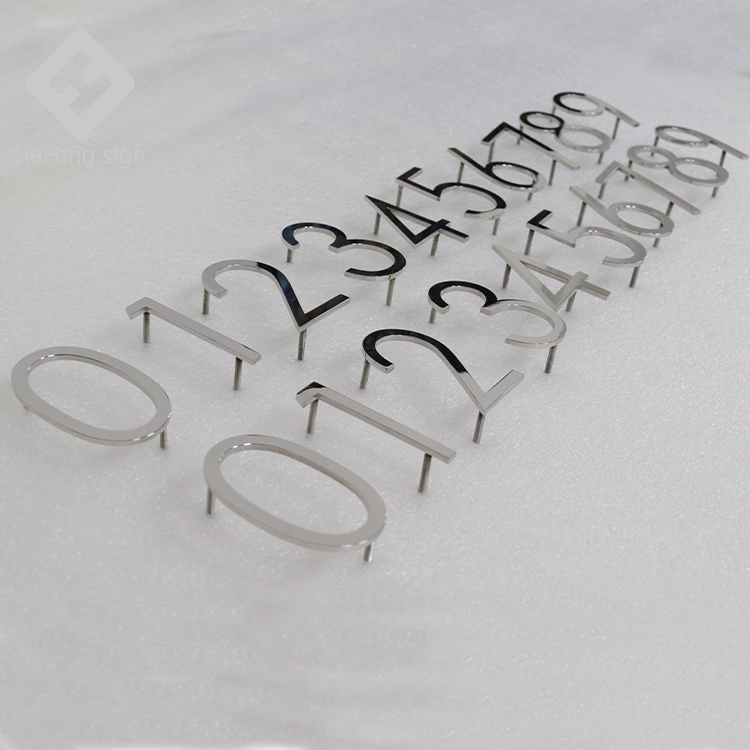 Лазерная резка серебристого полированного зеркального номера из нержавеющей стали 3d Номер для дома