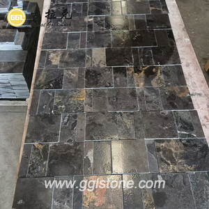 Dalles <span class=keywords><strong>de</strong></span> pavé en pierre calcaire noire naturelle, motif français, surface polie, coupées sur mesure, pour terrasse extérieure - Product Image 6