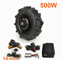 Kit de conversion de moteur pour brouette électrique agricole 14 pouces 500W, moteur moyeu sans balais 24V basse vitesse, batterie lithium, frein à disque