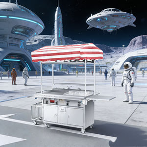 Stainless Steel Convertible 4 Wheel Mobile Snack <b>Food</b> Cart Grill Built-In <b>Heater</b> Rust Resistant 2-Year Warranty for Outdoor Use - Product Image 6