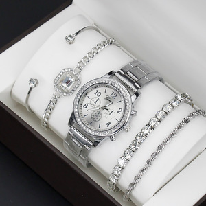 Moda Casual señoras relojes de diamantes conjunto de regalo de joyería pulsera de diamantes de imitación de cristal conjunto de reloj de cuarzo para mujeres niñas al por mayor - Product Image 3