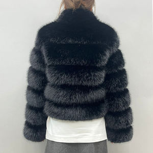 Jancoco 2024 Offre Spéciale fausse fourrure veste femmes recadrée noir fausse fourrure manteaux avec capuche - Product Image 2