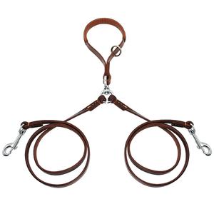 Correa para perros de 2 vías, dos correas de cuero para mascotas dobles, acoplador sin enredos con asa para caminar y entrenar 2 perros pequeños y medianos - Product Image 1