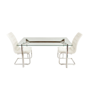 Muestra libre barato casa muebles Simple de vidrio de diseño moderno mesa de <span class=keywords><strong>comedor</strong></span> con Base de Metal - Product Image 3