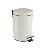 Conteneur à déchets rond couvercle en métal poubelle alimentaire pédale salle de bain poubelle debout brosse de toilette blanc