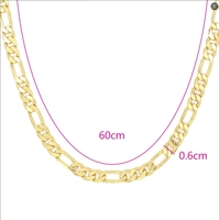 Fatingna Vente en gros Collier chaîne Franco en acier inoxydable plaqué or 18 carats, forme géométrique, pour homme, Figaro, 6mm 8mm 10mm 12mm