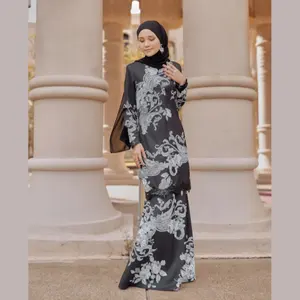 SIPO diseño malayo moderno Baju Kurung venta al por mayor Malasia mujeres musulmanas bordado floral encaje Baju Wanita diseño Baju Kurung