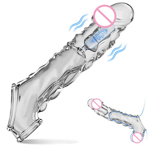 Pria transparan gigi Serigala bergetar kristal penutup lembut erotis pasangan mainan - Product Image 6