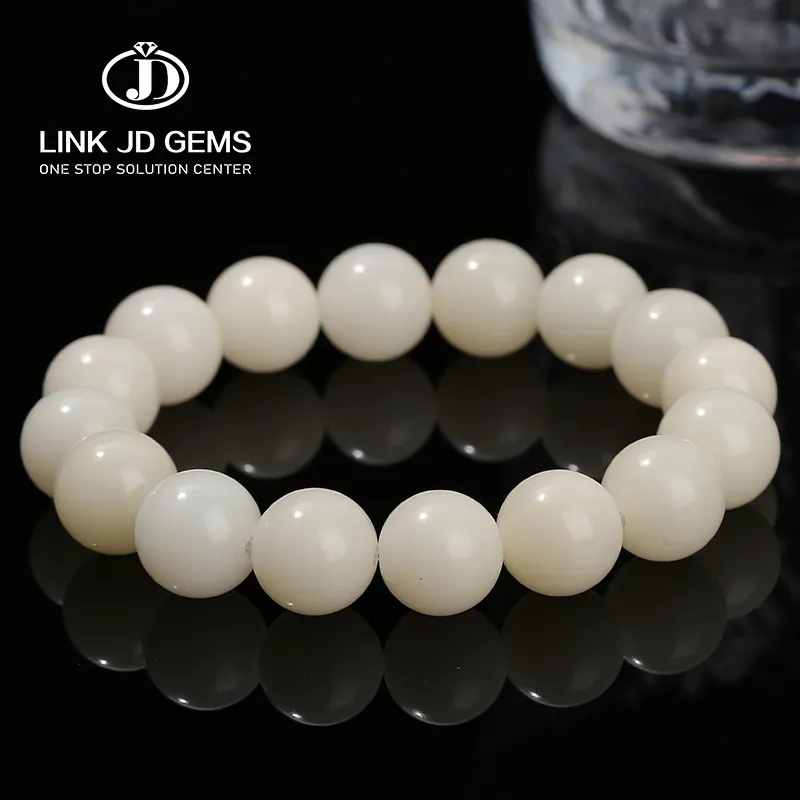 JD donna uomo Hand String Buddha Beads rosario braccialetti Yoga meditazione gioielli Natural White Jade Bodhi Root Round Bead bracciali