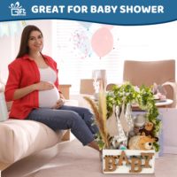 Panier cadeau en bois poli pour cadeau de bienvenue de douche de bébé pour les nouveau-nés garçons et filles cadeaux de grossesse pour les nouveaux parents