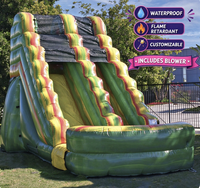 Toboggan aquatique gonflable bleu en PVC, grand format, robuste, avec piscine et souffleur, prix usine ODM OEM