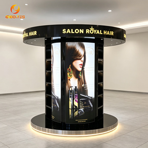 Mesa de Exhibición Cosmética Ovalada Central Personalizada para Salón de Belleza, Estantes para Cosméticos y Productos para el Cuidado del Cabello para Tiendas de Belleza - Product Image 1