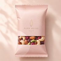 Sacs d'emballage minimalistes personnalisés avec logo, scellés au dos et dotés d'une fenêtre, pour petits emballages de noix de cajou, graines de melon et snacks