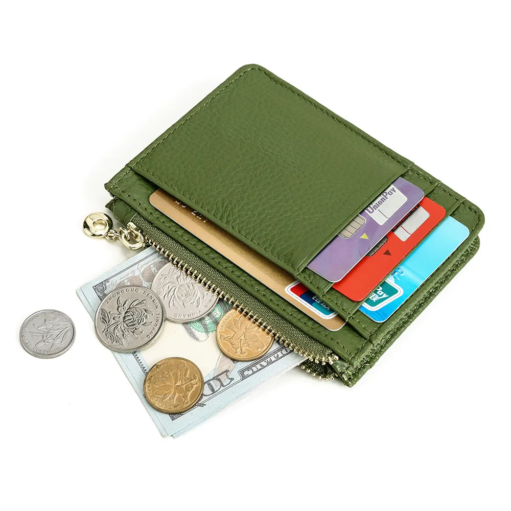 2022 women fashion card wallets genuine leather mini coin cash pocket purse wallet women's functional zipper credit card holders