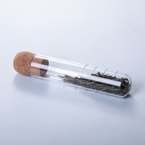 透明ホウケイ酸ガラススロットデザイン輸液シリンダー茶インフューザーブリューワーコルクストッパー付き - Product Image 6