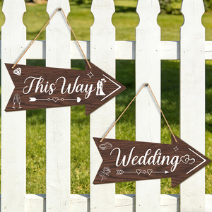 Décorations de mariage rustiques vintage, panneaux directionnels en bois pour mariage - Product Image 3