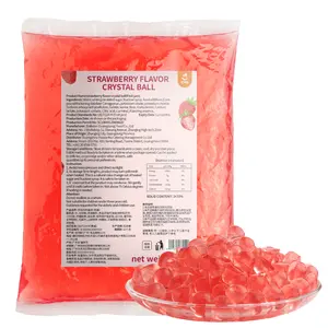 Bolas de Zumo de Frutas con Sabor de Taiwán, Boba de Cristal de Fresa, Gelatina Boba para Té con Leche, 1Kg, Venta Al por Mayor