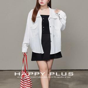 ชุดเสื้อเชิ้ตสีขาวกระโปรงสีดำสำหรับผู้หญิงไซส์ใหญ่ รุ่น Runqi ผ้าอ๊อกซ์ฟอร์ด สีพื้น มีกระเป๋าและป้าย - Product Image 4