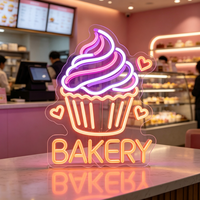 Lampe néon LED en acrylique pour cupcakes - Décoration murale personnalisable pour entreprises et magasins avec éclairage publicitaire