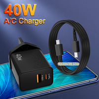 Precio al por mayor portátil PD USB tipo C adaptador de viaje de doble puerto teléfono móvil cargador de carga rápida 40W